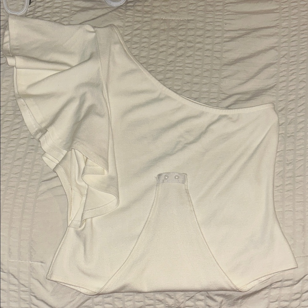 Glam Cream One-Shoulder Bodysuit